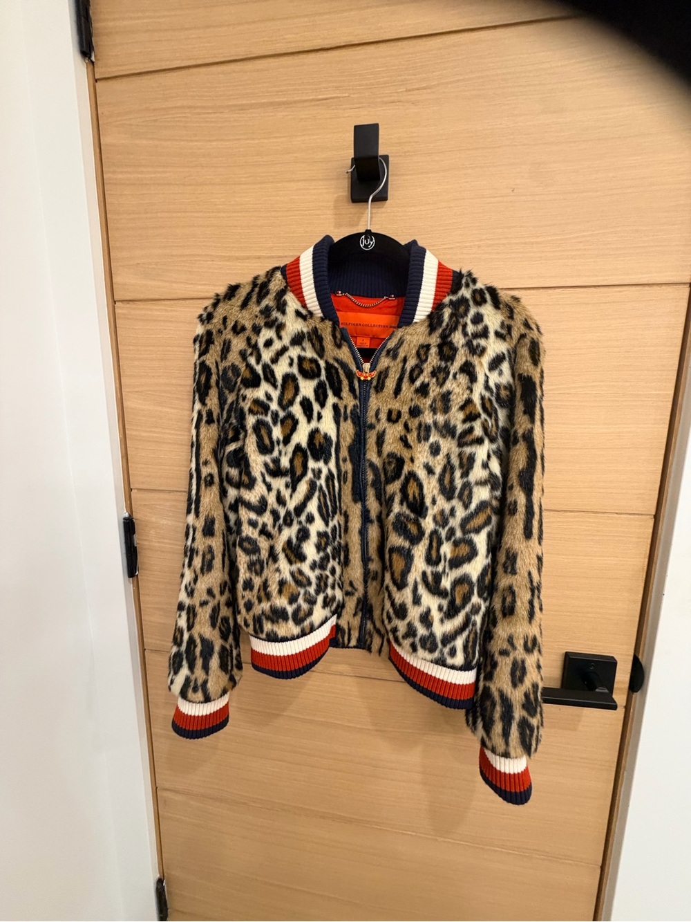 Like new Premium Tommy Hilfiger line - Leopard Faux Fur Bomber Jacket
